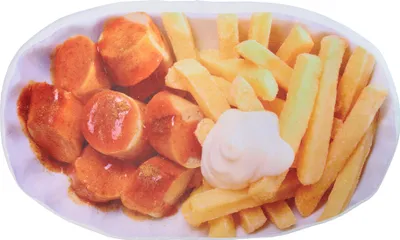 Produktbild von Currywurst & Pommes Kissen - Schale Dekokissen Sofakissen Zierkissen 30 x 50 cm