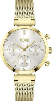 Produktbild von Hugo Boss Damenuhr Chronograph Edelstahl gold