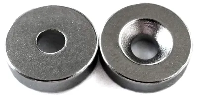 Produktbild von Ringmagnet mit Bohrloch zum Anschrauben - vernickelt, Ø 12 mm - 20 Stück