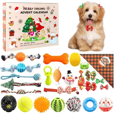 Immagine prodotto di Calendario dell'Avvento per cani, con 25 giocattoli per cani, calendario per contare i giorni fino al Natale