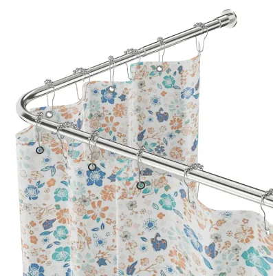 Image de Barre de douche en forme de L - réglable, en acier inoxydable, sans perçage