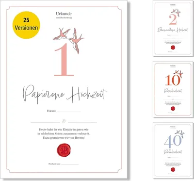 Immagine prodotto di Frank Paperman | regalo per il 1° anniversario di matrimonio | carta per l'anniversario di matrimonio |  per l'anniversario di matrimonio | classico | formato DIN A4