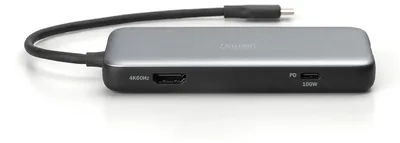 Produktbild von DIGITUS Docking USB-C->HDMI,USB3.2,RJ45,SD,MicroSD,PD Alu si