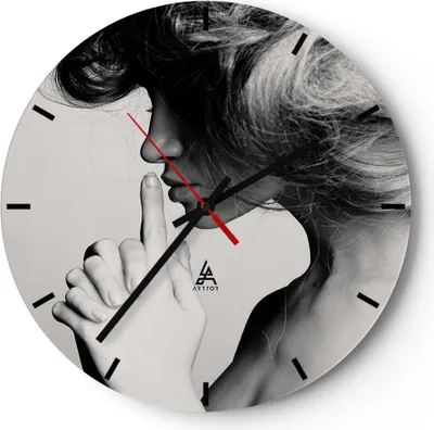Produktbild von Wanduhr - Rund - Glasuhr - Frau Modell - 30x30cm - Schleichendes Uhrwerk - Lautlos - zum Aufhängen bereit - Dekoration Modern - Wanddekoration aus Glas - C3AR30x30-3546