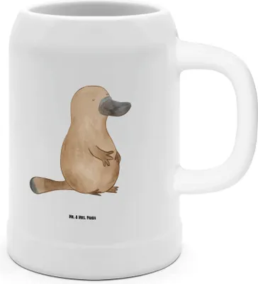 Produktbild von Mr. & Mrs. Panda Krug Schnabeltier Mut - Weiß - Geschenk, Bierhumpen, Arbeit, Steinkrug, Büro, Seidel, Bierbecher, Lebensweisheit, Motivation, Urlaub, mutig, Humpen