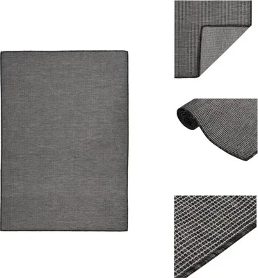 Image de vidaXL Tapis d'Extérieur Tissu plat 140x200 cm Gris - Tapis