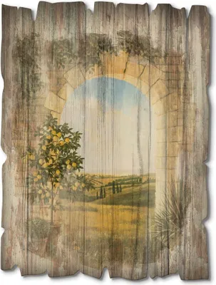 Produktbild von ARTland Holzbild Vintage Zitronenbaum vorm Torbogen II Größe: 30x40 cm