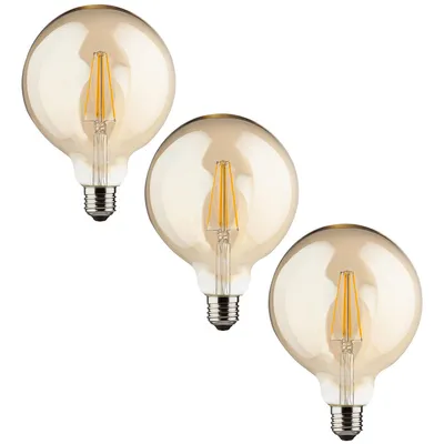 Produktbild von 3 x Müller-Licht LED Filament Leuchtmittel Retro Globe G125 4,5W = 32W E27 Gold 350lm extra warmweiß 2000K