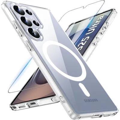 Image de Coque de protection pour Samsung Galaxy S25 Ultra, en verre trempé, compatible MagSafe, antichoc, transparente