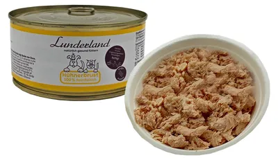 Produktbild von Lunderland Hühnerbrust 300g Reinfleisch Hundefutter Nassfutter 100 % Hühnerfleisch für Hunde und Katzen
