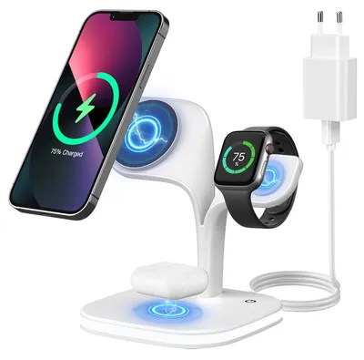 Produktbild von 5-in-1 Magnetische Ladestation mit Nachtlicht, 20W, faltbar, Wireless Charger für iPhone, AirPods & Apple Watch