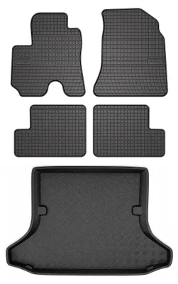 Productafbeelding van Rubberen automatten + kofferbakmat voor Toyota RAV4 II 2000-2003 – 5-delig, zwart, op maat – Wielganizator SolidPRO