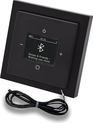 Produktbild von Busch Jäger DAB+ Unterputz Bluetooth (in and out) Radio (8217U-101) Future Linear Schwarz Matt, Komplett-Set 8217 U – 101, Rahmen und Radioabdeckung + 0,9 m EBROM Wurfantenne zur Empfangsoptimierung