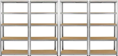 Produktbild von Monster Racking 4 x Galwix Schwerlastregal Lagerregal Garagenregal Stahlregal Industrieregal Werkstattregal Steckregal Metallregal 90cm x 30cm x 180cm 100% schraubenlos