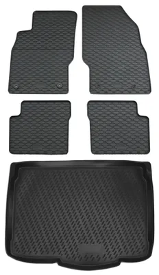 Gummi Kofferraumwanne + Fußmatten Set für Opel Corsa E, Bj. 2014-2019, schwarz