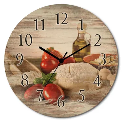 Produktbild von ARTland Holz Wanduhr Quarzuhr - schwarzer Zeiger Teig für Pizza Größe: 30x30 cm