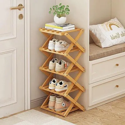Image de Azomor : étagère à chaussures en bois peu encombrante, idéale pour les petits espaces et polyvalente