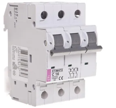 Image de Disjoncteur 3P C16A - 6KA - AC Etimat 6 - Protection Électrique Fiable - IP20
