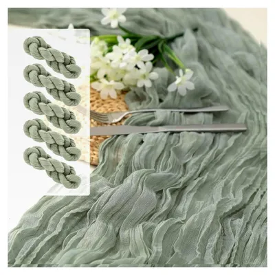 Produktbild von Tischläufer in Salbeigrün, 5 Stück, Käsetuch für Hochzeit, Party, Wohnraumdekor, Esszimmer, Wohnzimmer, Küche, Schlafzimmer, Babyparty 90x300cm