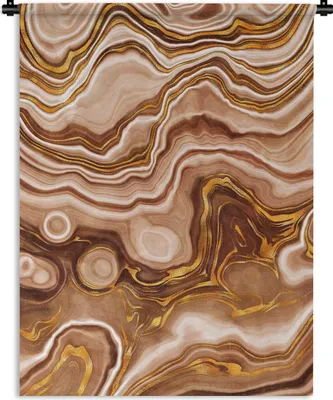 Produktbild von MuchoWow® Wandteppich Wandbehang Marmor - Gold - Kreis 120x160 cm Tapisserie Dekoration Wandtuch - Wohnzimmer - Moderne