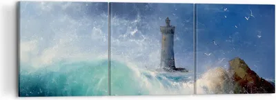Produktbild von Bild auf Leinwand - Leinwandbild - Leuchtturm Meer - 120x40cm - Wand Bild - Wanddeko - Wandbilder - Leinwanddruck - Bilder - Kunstdruck - Wanddekoration - Leinwand bilder - Wandkunst - CA120x40-3576