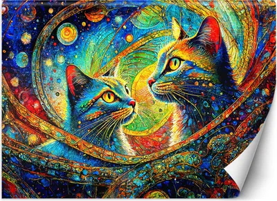 Produktbild von Vlies fototapete Abstrakte Katzen 200x140 cm Feeby Lila inkl. Kleber einfache Montage