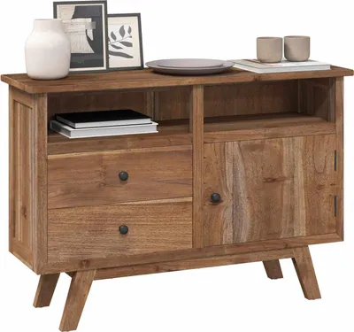 Produktbild von "Winter Sale" Sideboard mit Schubladen Natur 100 x 30 x 68cm Massivholz Teak - clorisNeu720276 - Kommoden
