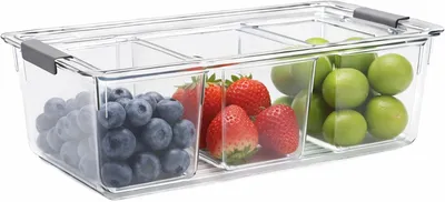 Produktbild von Verschlussboxen mit Deckel – Lebensmittelbehälter – Zur Organisation der Küche – Stapelbar mit Innenboxen – 22 Liter – Transparent