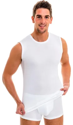 Herren Muskelshirt mit Rundhals-Ausschnitt weiß