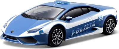 Produktbild von BBURAGO Lamborghini Huracan LP 610-4 Police, Supersportwagen-Modell, Vormontiert, 1:43, Lamborghini Huracan, Blau, Weiß, Landfahrzeugmodell