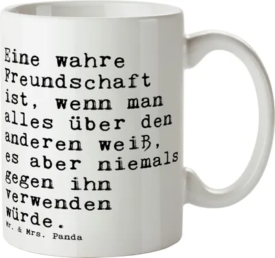 Produktbild von Mr. & Mrs. Panda Becher Eine wahre Freundschaft ist,... - Weiß - Geschenk, Teetasse, Bedruckte Tasse, milchtasse, Sprüche, Freundinnen, Clique, mit Spruch, Geschenktasse