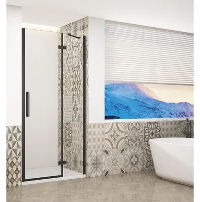 Productafbeelding van TRINITY BLACK douchedeur, 900 mm, helder glas, rechts