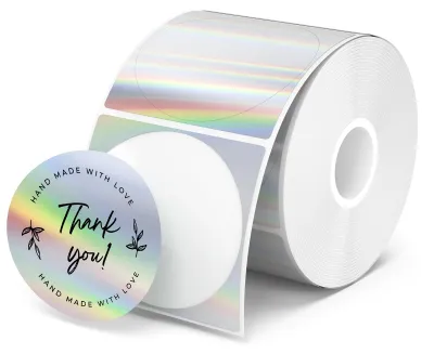 Immagine prodotto di MUNBYN, etichette termiche laser da 50x50 mm, 400 pezzi, etichette rotonde, resistenti all'acqua