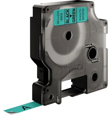 Image de DYMO D1 Standard - Black on Green - 9mm ruban d'étiquette