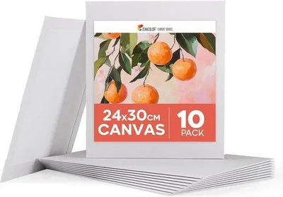 Productafbeelding van Set van 10 Canvasdoeken 24x30 cm - 280 g/m² 100% Katoen - Geschikt voor Acryl, Olieverf en Gouache