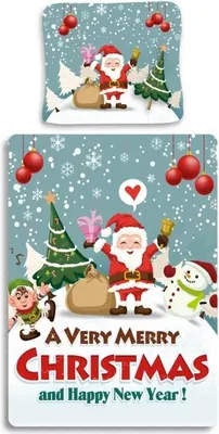 Obrázok produktu pre Kerst Bettbezug Veselé Vianoce a šťastný nový rok 140 x 200 cm (70 x 90 cm)