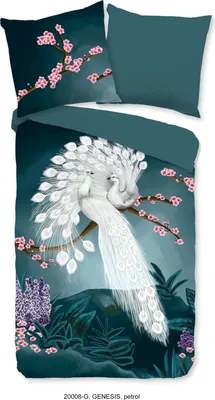 Produktbild von Duvet cover Good Morning 155x220 + 1* 80x80 cm - white peacocks