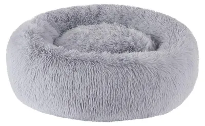 Rundes Donut-Haustierbett, weich, waschbar, 60 cm, hellgrau