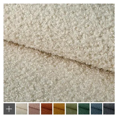Produktbild von Centro Bouclé-Stoff, voluminöser Möbelstoff, wasserabweisender und UV-beständiger Polsterstoff, Meterware 1 lfm | Farbe: 01 Creme