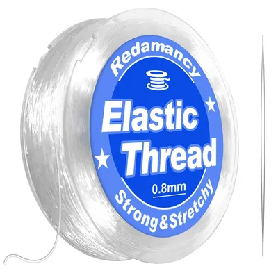 Obrázok produktu pre TRANKIELO® - Priehľadné elastické šnúry na náramky, 0,8 mm x 50 m - Odolný nylonový materiál na výrobu šperkov, priehľadný a pevný