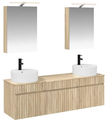 Imagen del producto de vidaXL Juego de 5 armarios para baño, estilo Sonoma, fabricados en madera contrachapada