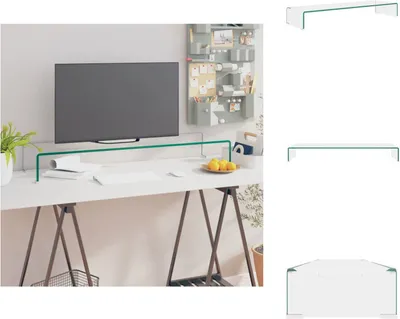 Zdjęcie produktu dla vidaXL Stolik pod telewizor/podstawka pod ekran szklana przezroczysta 100x30x13 cm - Meble TV