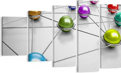 Produktbild von Bild auf Leinwand - Leinwandbild - Abstraktion Bälle Komposition Chrom - 100x60cm - Wand Bild - Wanddeko - Leinwanddruck - Bilder - Kunstdruck - Leinwand bilder - Wandkunst - EG100x60-2659
