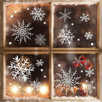 Produktbild von Fensteraufkleber Schneeflocken Set - wiederverwendbar - 24 Aufkleber