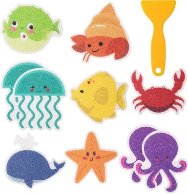 Immagine prodotto di Set di adesivi antiscivolo per bagno e doccia, raschietto in plastica, confezione da 10, autoadesivi, per bagno, doccia, bagno e camera dei bambini