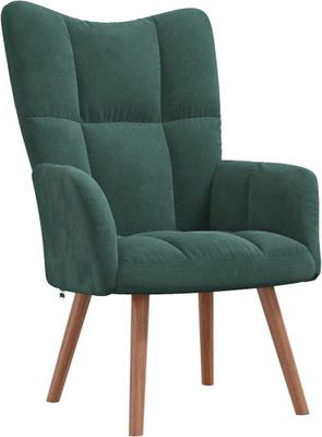 vidaXL Relaxsessel mit Hocker Dunkelgrün Samt