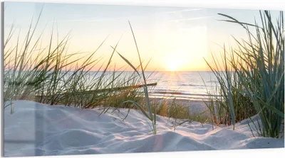Produktbild von DEQORI Glasbild Echtglas 100x50 cm 'Ostsee Sonnenuntergang' Wandbild Bild modern Deko