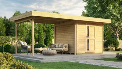 Produktbild von Gartenhaus weka DH 172 B Gr. 2 inkl. Fußboden 575 x 375 cm natur