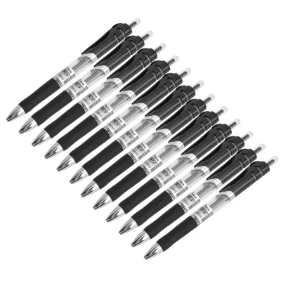 Produktbild von 12 Stück Ballpoint Pen mit Druckmechanismus, große Kapazität, 0,5 mm, Kugelschreiber, Tintenroller, (schwarz)