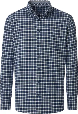 Produktbild von REDMOND Herren Flanellhemd Langarm Button-Down Comfort Blau Karo 4XL